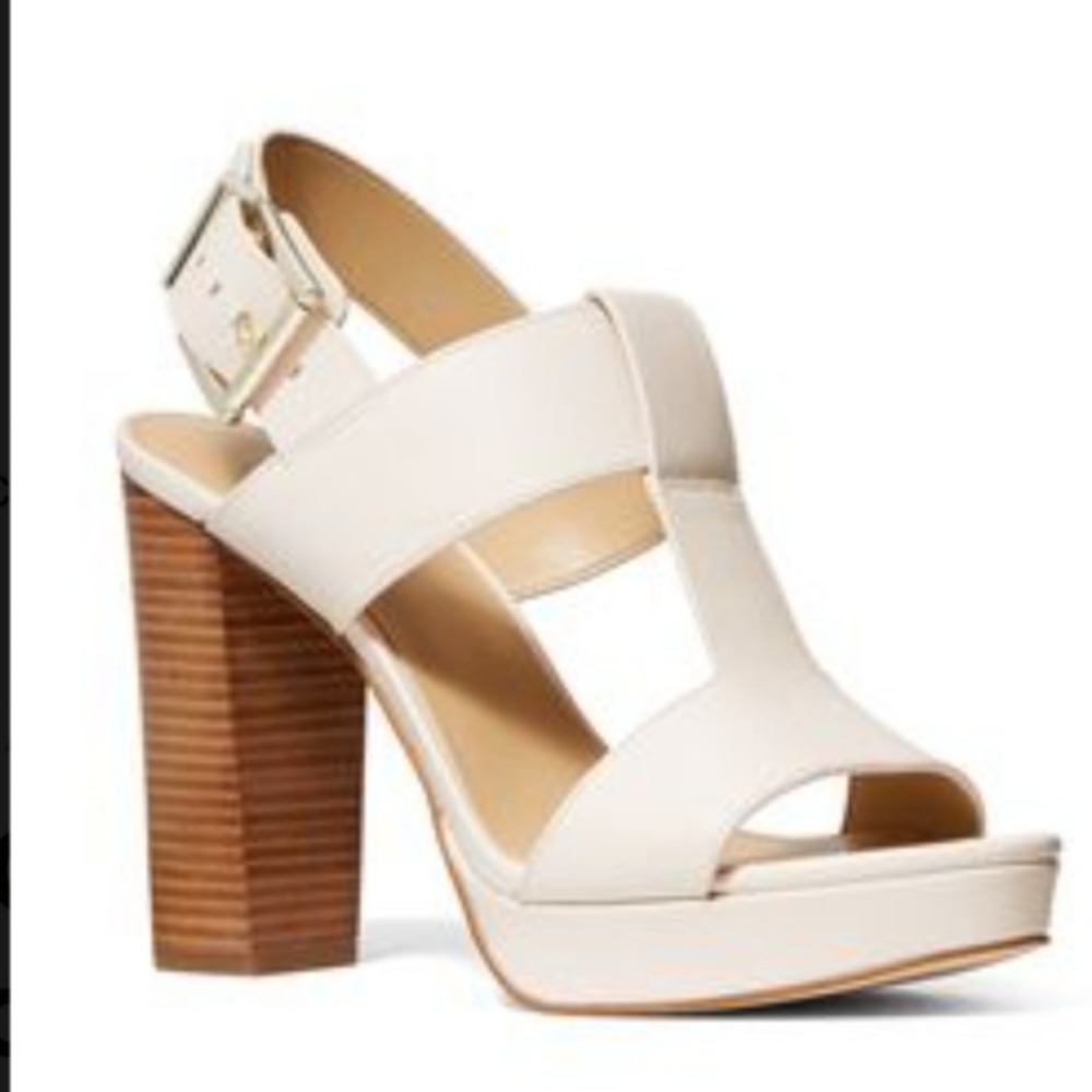 Becker Michael Kors Platform High Heel Strappy Sandal Off White Creme New 9 1/2